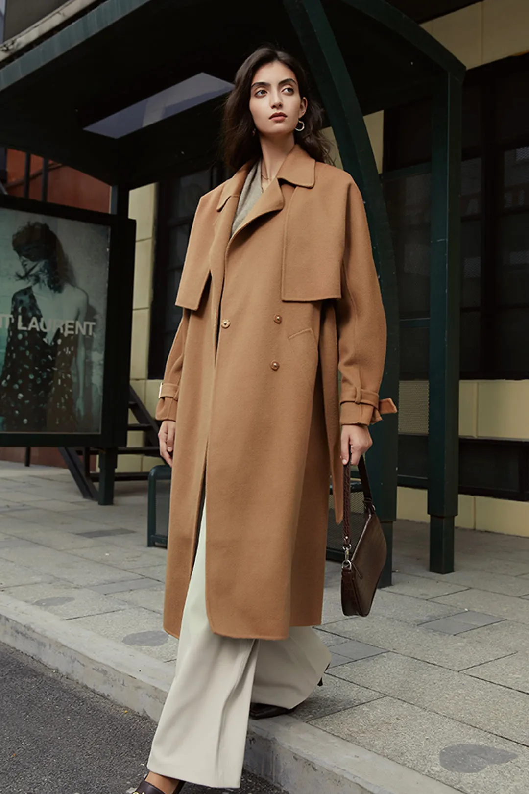 Double-sided two-piece suit | Long trench coat | Commuter trench coat