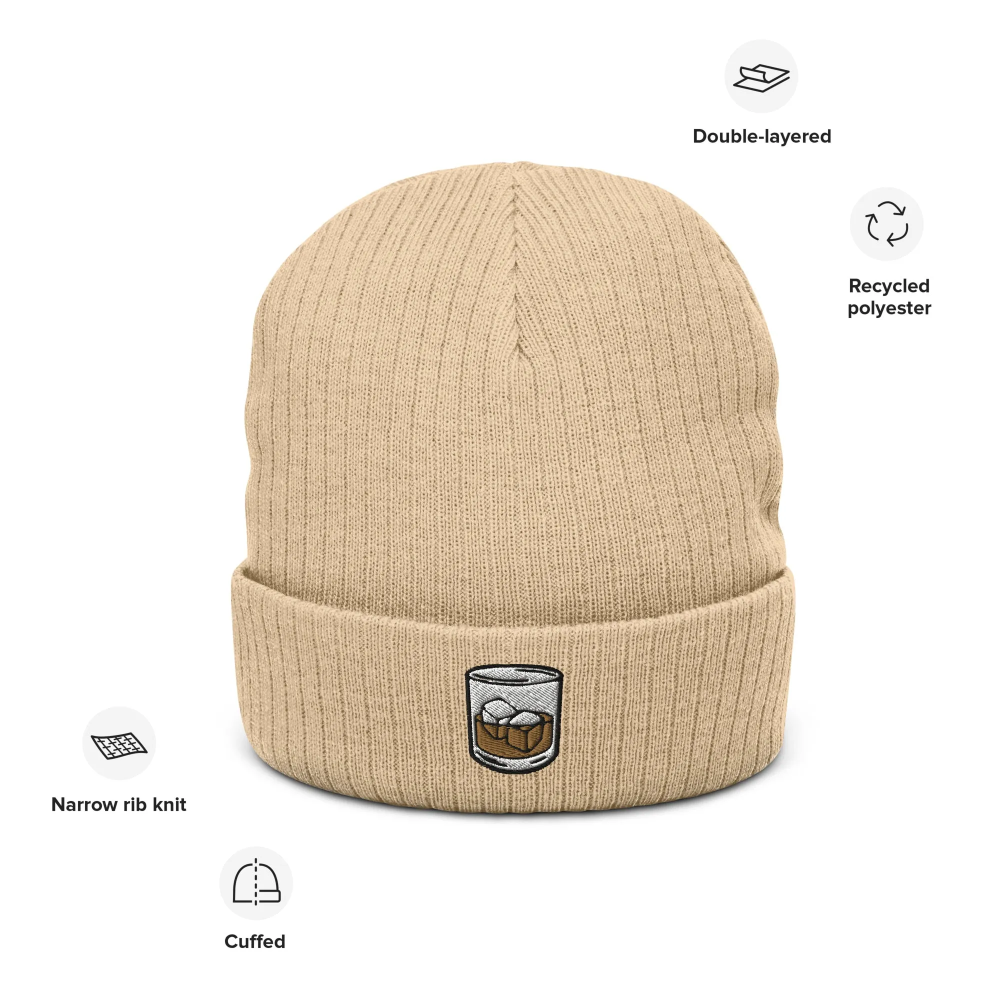 Drinking Cap Ribbed Knit Beanie