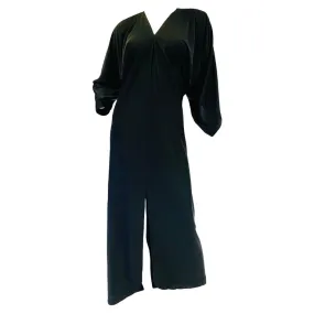 Early 1980s Halston IV Black Jersey Knit Dolman Sleeved Kaftan