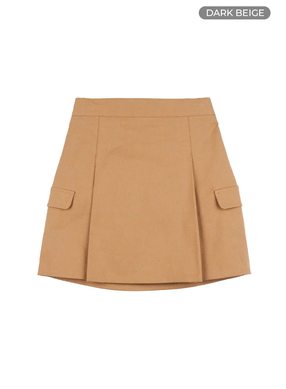 Elegant Solid Mini Skirt with Pockets OS416