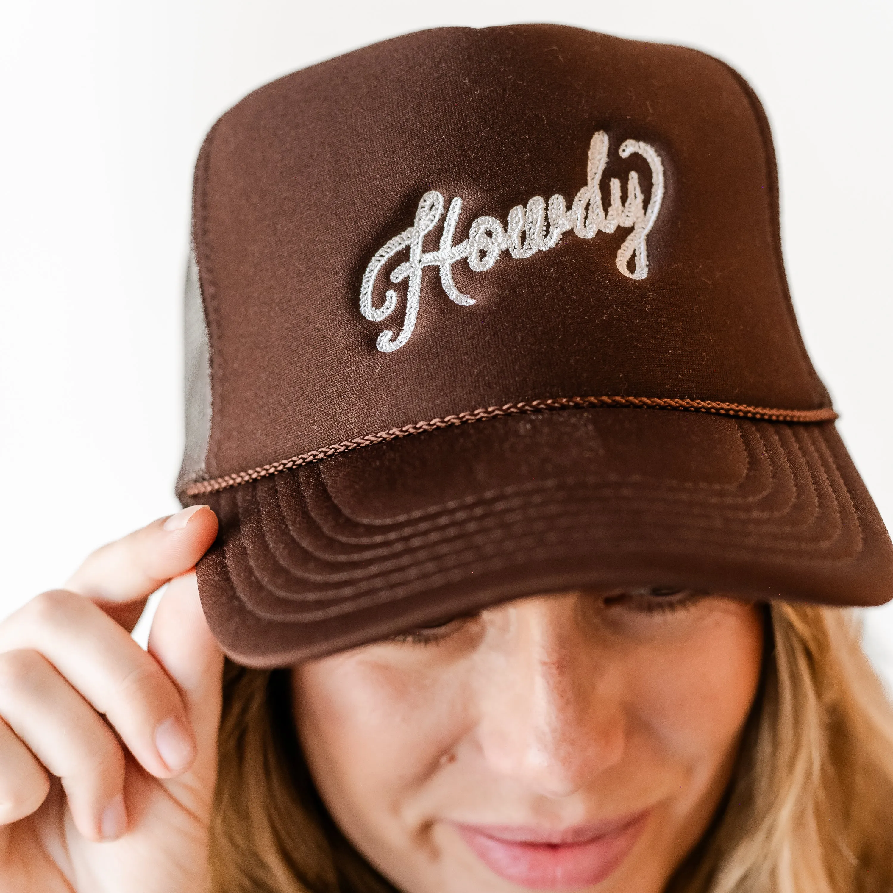 Embroidered Trucker Hat - Brown w/ Howdy