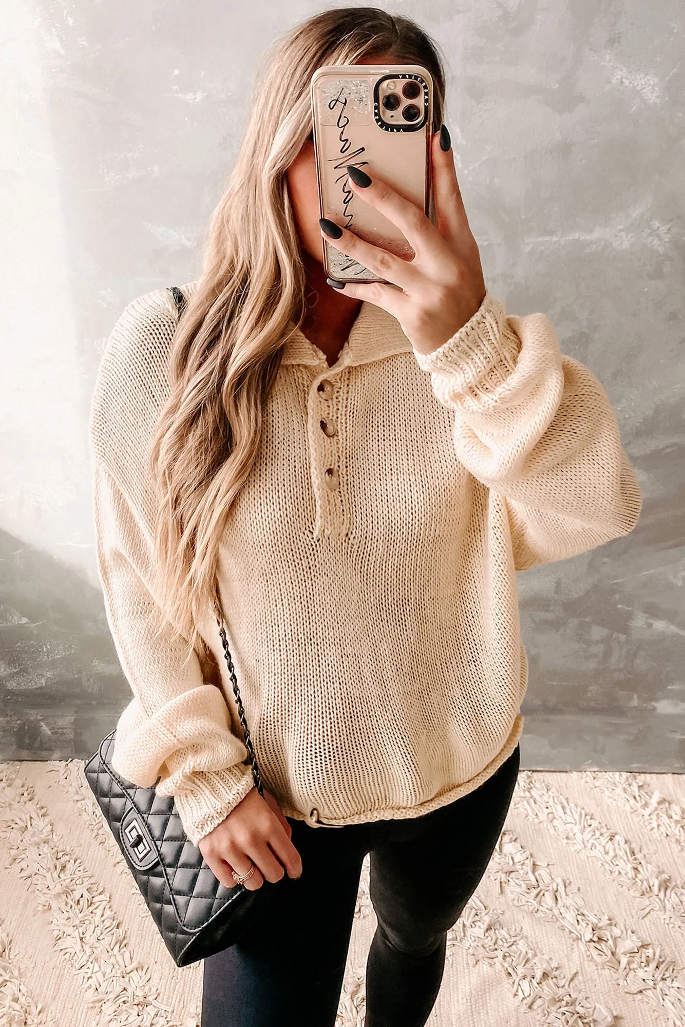 Fall Breeze Collared Sweater (Cream)