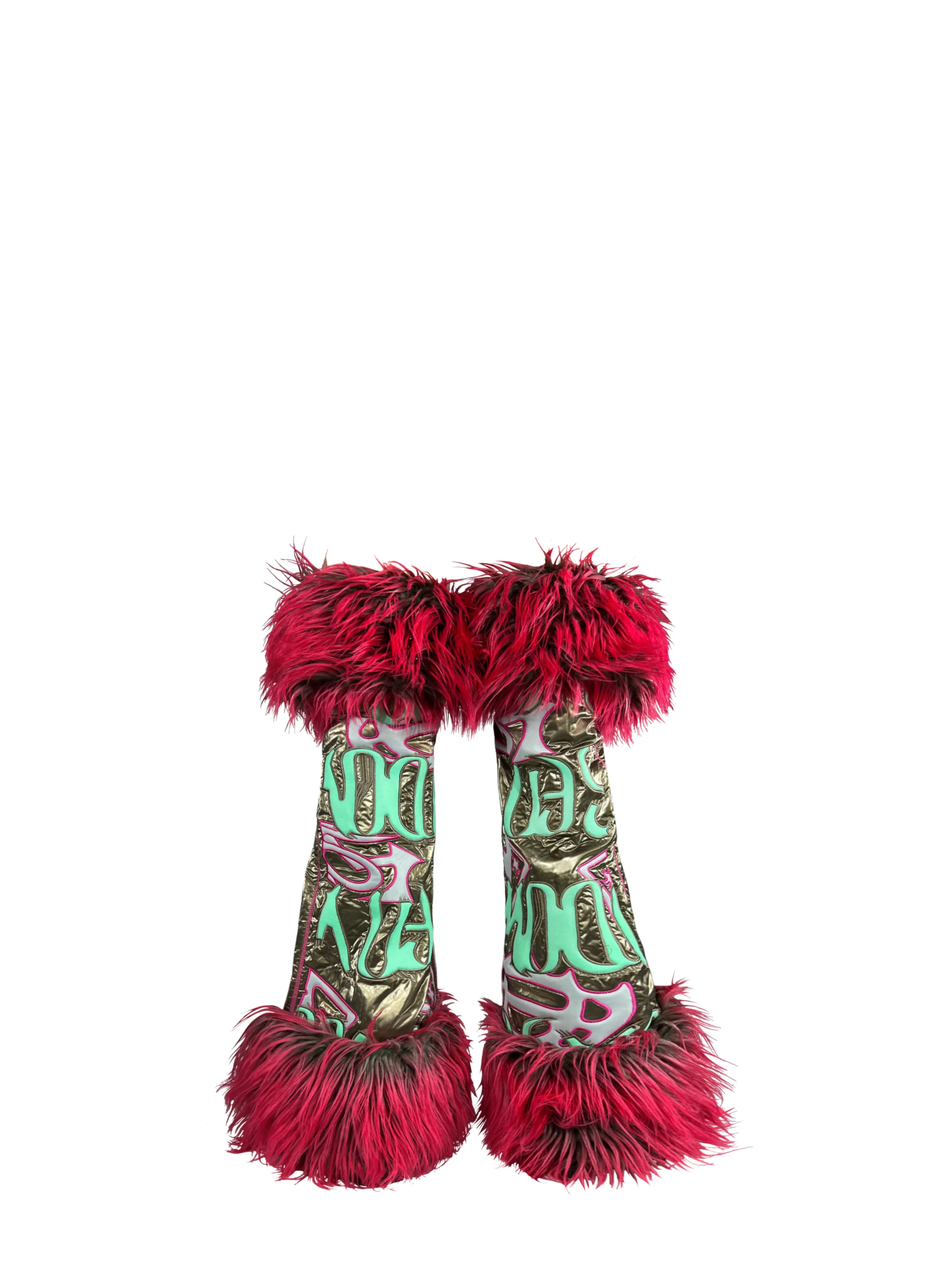 FAUX-FUR EMBROIDERY LEG WARMERS