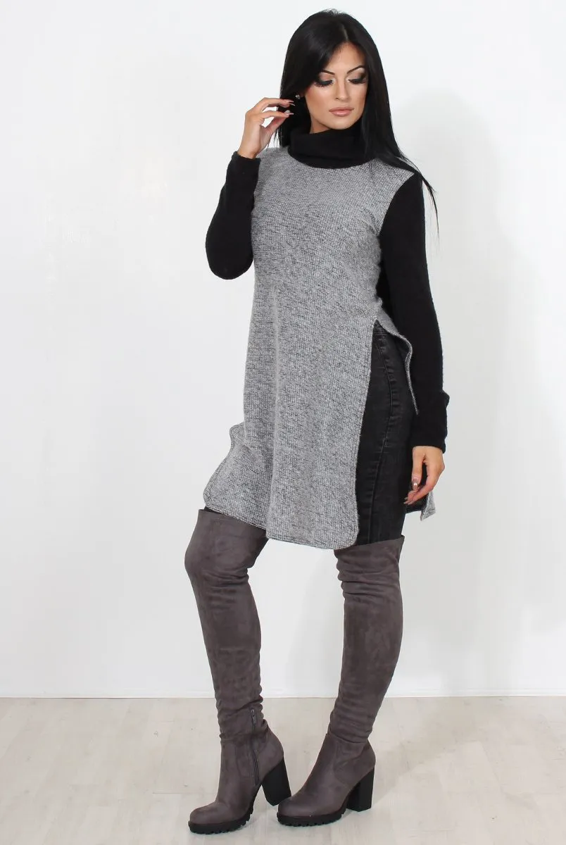 Filipina Grey Sleeveless Side Split Jumper