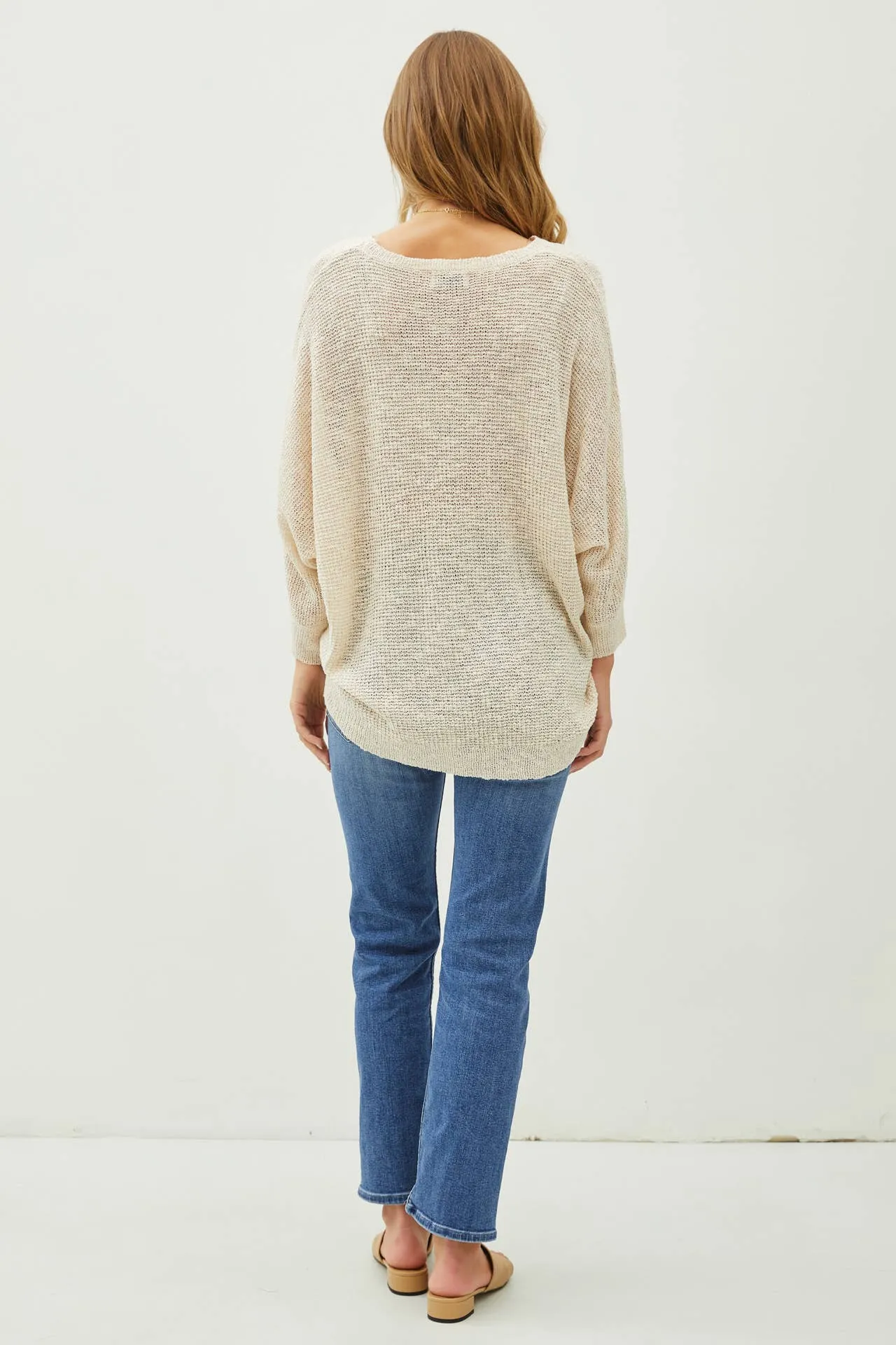 FRONT POCKET DOLMAN LONG SLEEVE KNIT SWEATER