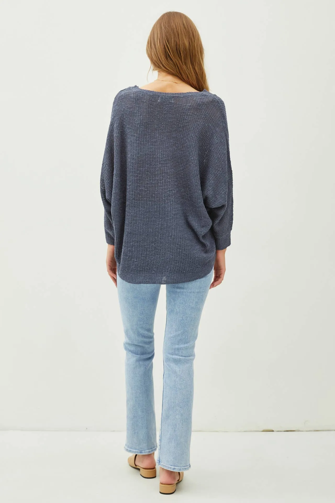 FRONT POCKET DOLMAN LONG SLEEVE KNIT SWEATER