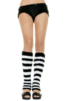 Fuzzy Stripe Leg Warmers