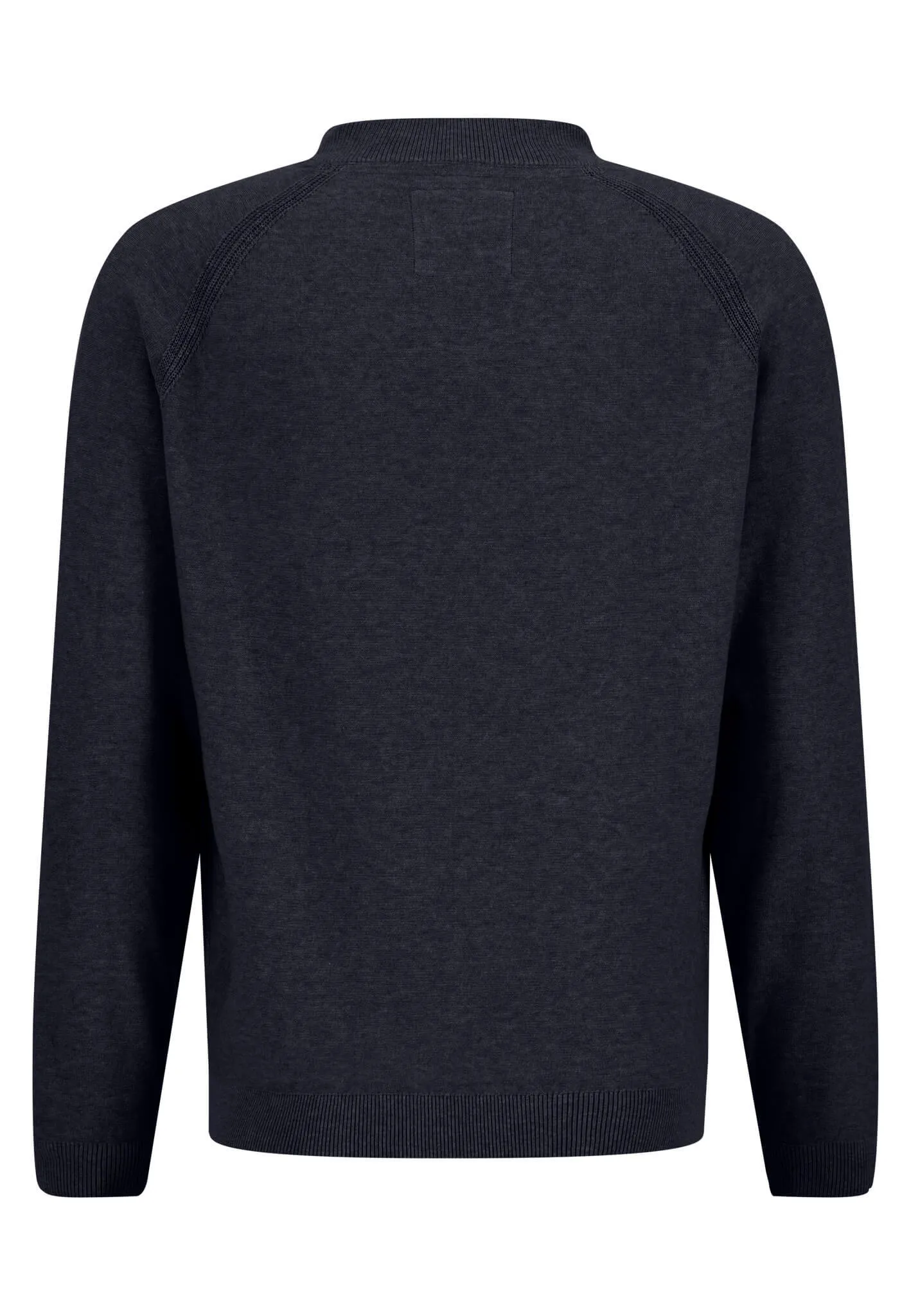 FYNCH HATTON Textured Troyer Sweater in Navy