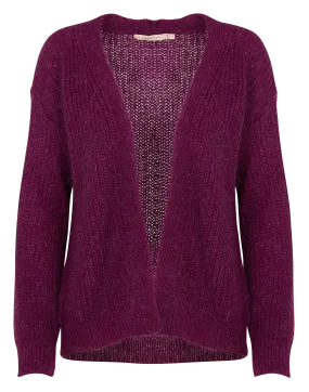 Gilet violet ouvert avec détail lurex manches