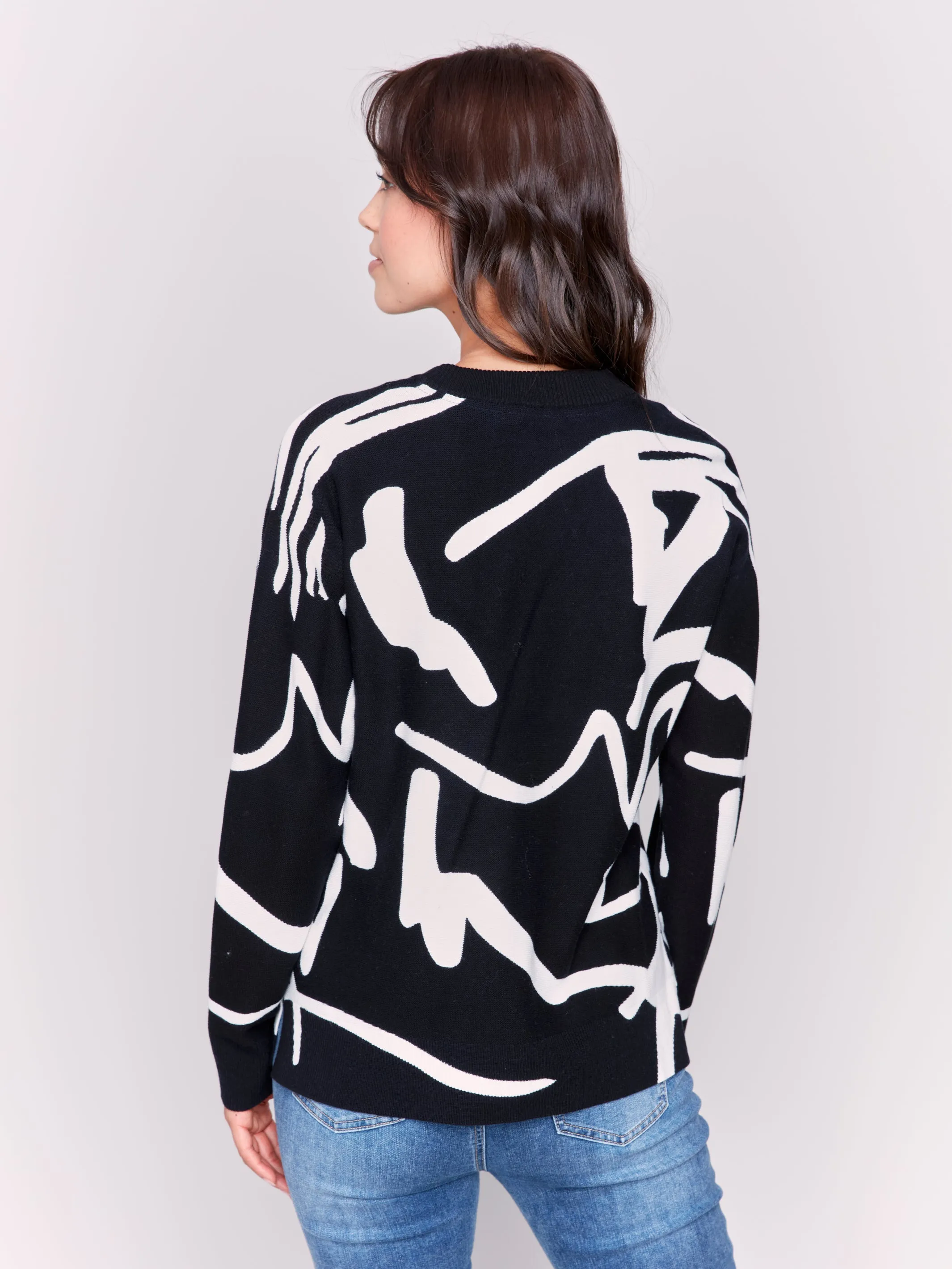 GRAPHIC PRINT CREW NECK SWEATER