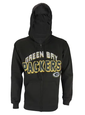 Green Bay Packers NFL Football Men's In The Pocket Full Zip Fleece Hoodie, Black