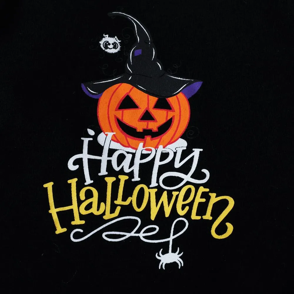 Halloween Autumn Letters Print Long Sleeve Romper Cartoon Pumpkin Flared Trousers Girls Suit Wholesale