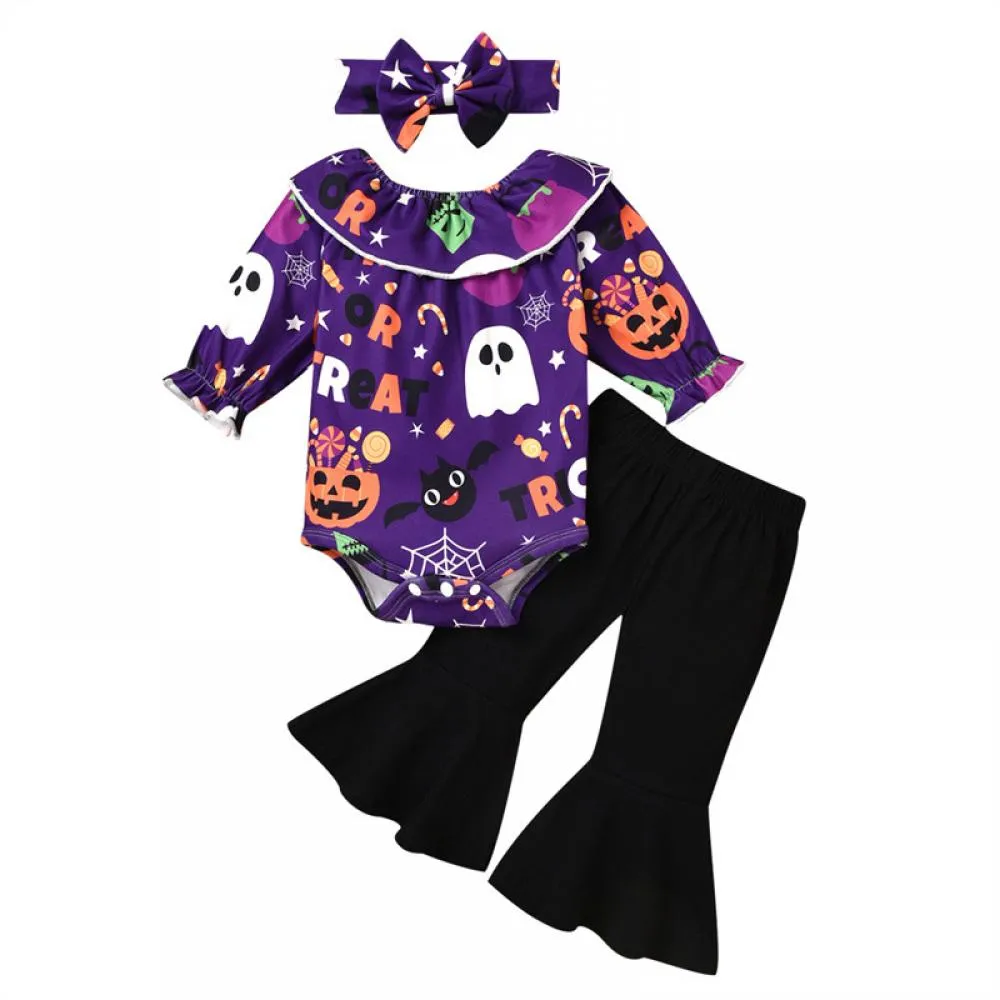 Halloween Girls Flared Trousers Set Wholesale Baby Girls Clothes