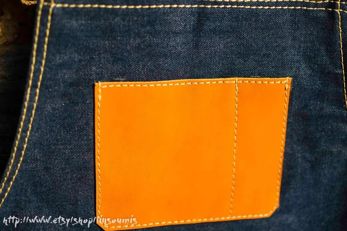 Hand made denim apron, tablier denim fabriqué main en France