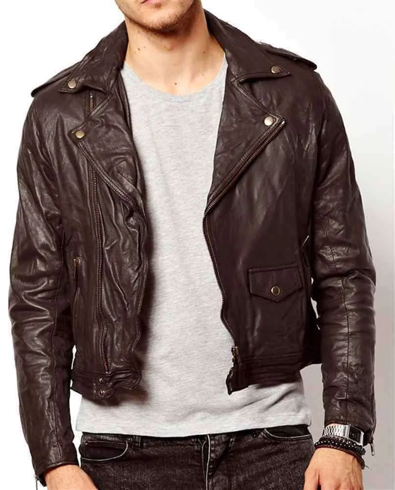 Handmade Men's Brown Leather Jacket