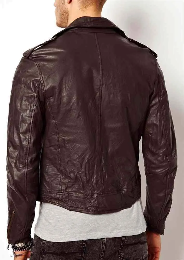 Handmade Men's Brown Leather Jacket