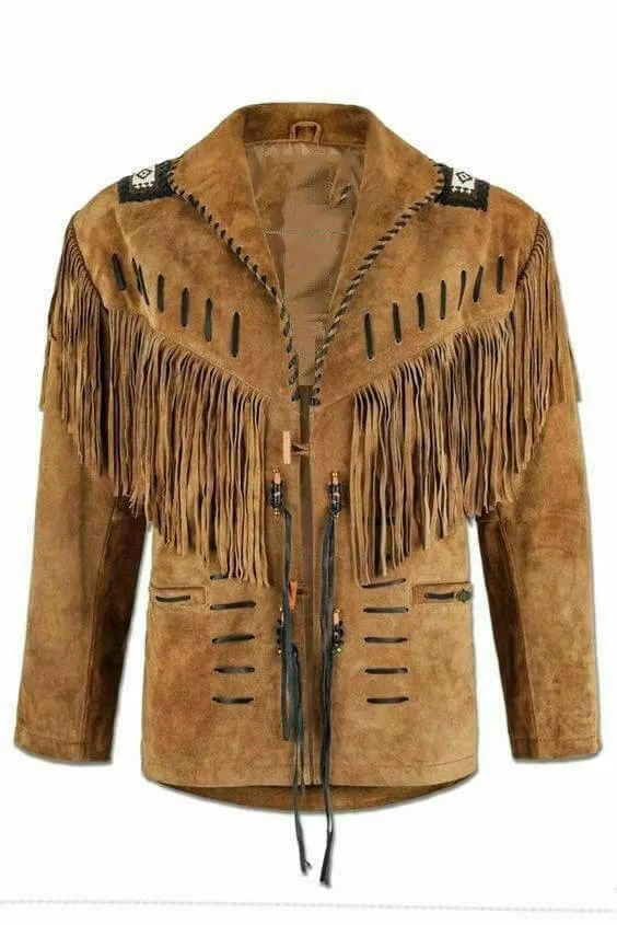 Handmade Men's Western Suede leather jacket, Men coy boy western Fringe Jacket