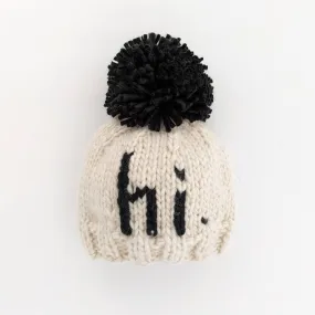 hi. Black Hand Knit Beanie Hat