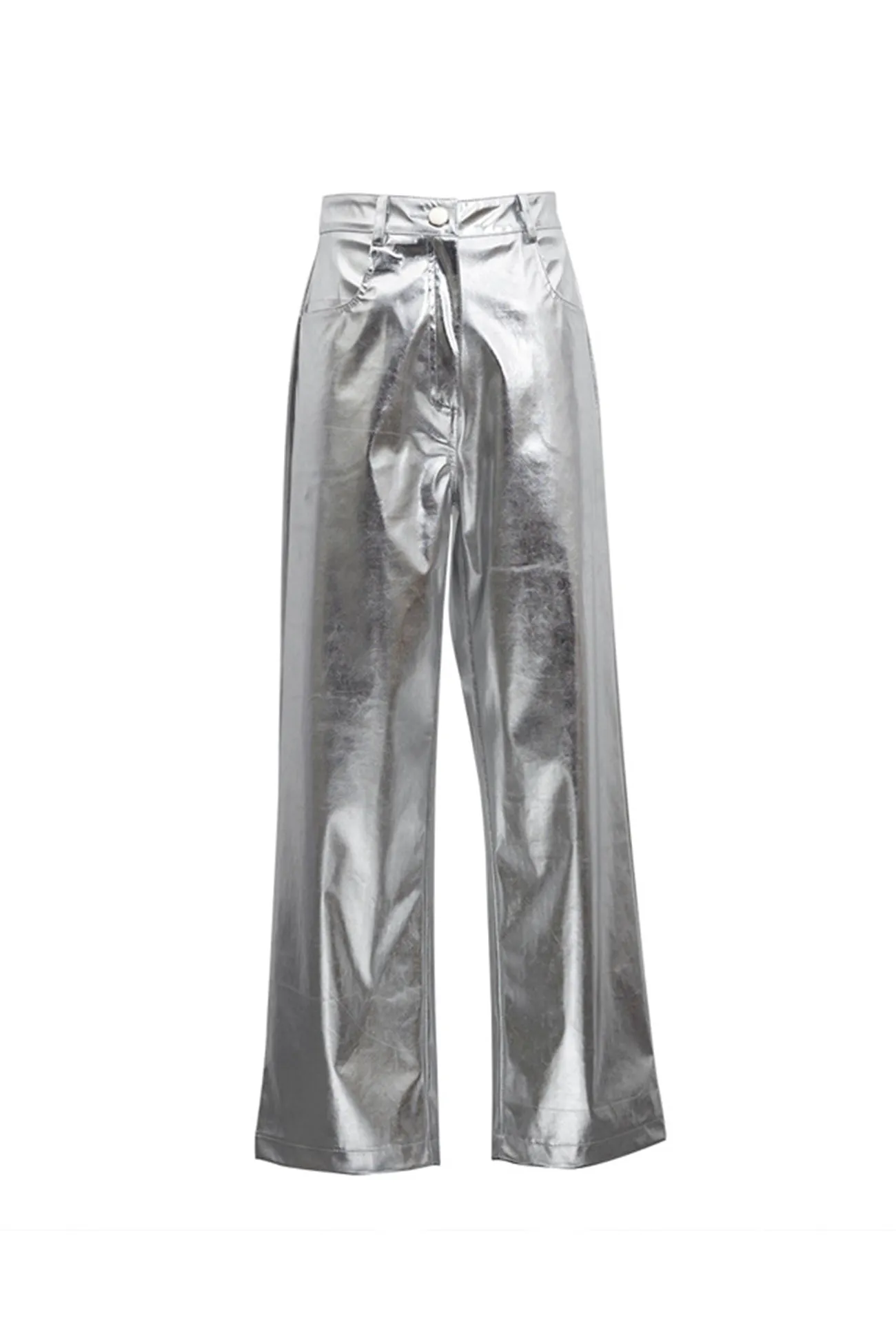 High Waist Reflective PU Leather Pants