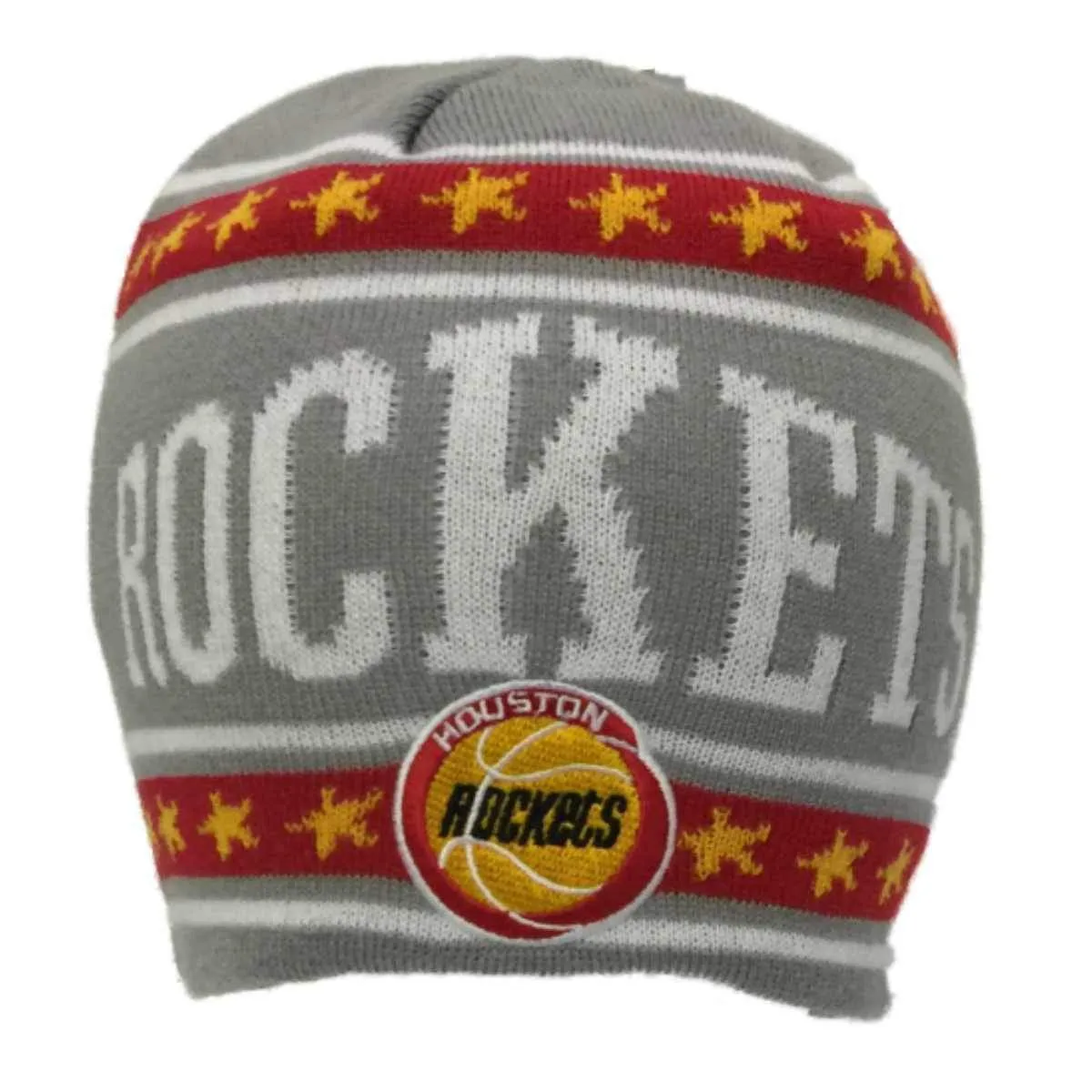 Houston Rockets Adidas Light Gray Star Stripe Design Knit Beanie Hat Cap