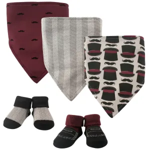 Hudson Baby Cotton Bib and Sock Set, Gentleman