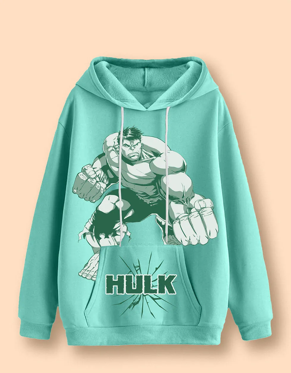 Hulk Green Front Graphic Printed Hoodie