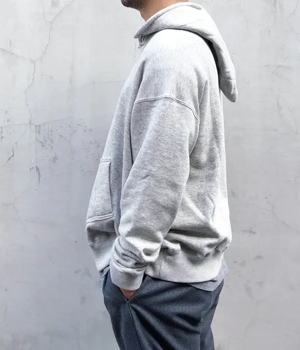 INTERIM/HYPER BIG LOOP WHEEL SIDE SEAMLESS AFTER HOODED SWEAT PARKA (GRAY)