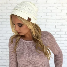 Ivory Knit Beanie Hat