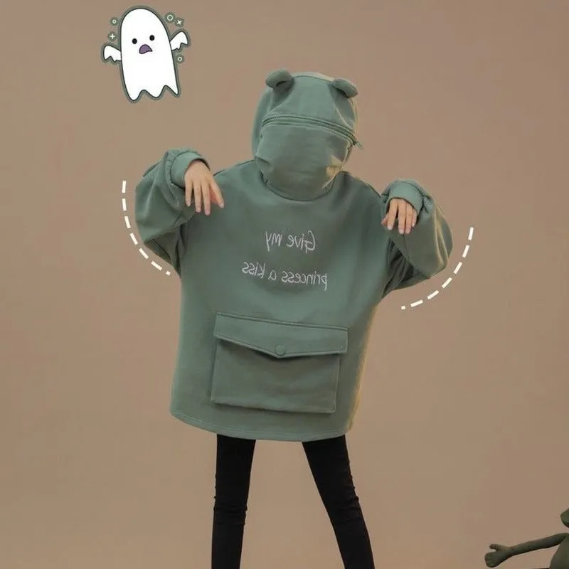 Japanese Style Long Sleeve Frog Hoodie