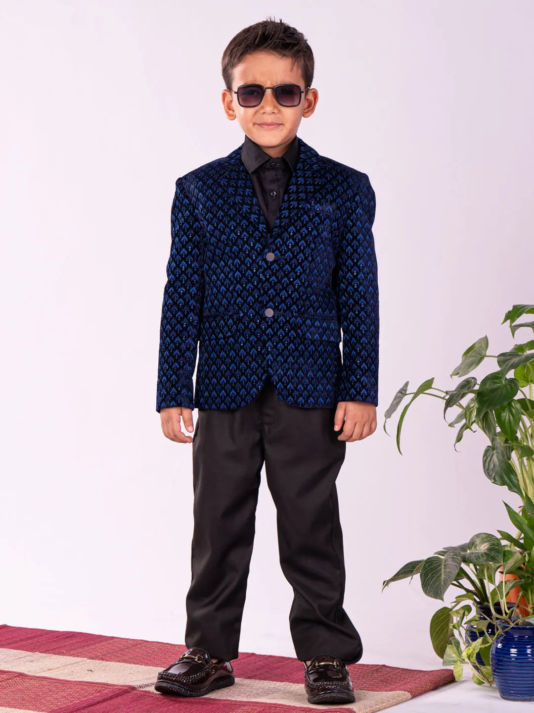 Jashvi Boys' Navy Blue Blazer