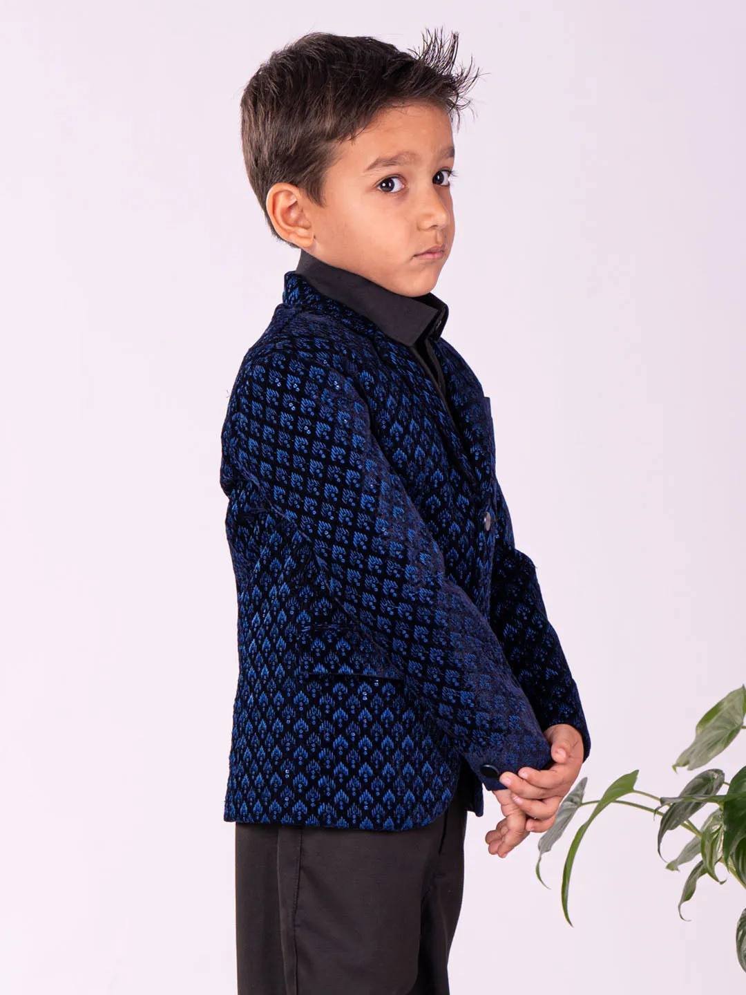 Jashvi Boys' Navy Blue Blazer