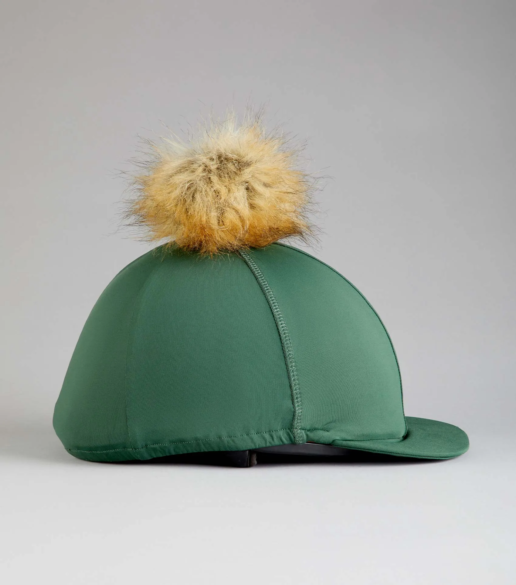 Jersey Hat Silk with Faux Fur Pom Pom Green