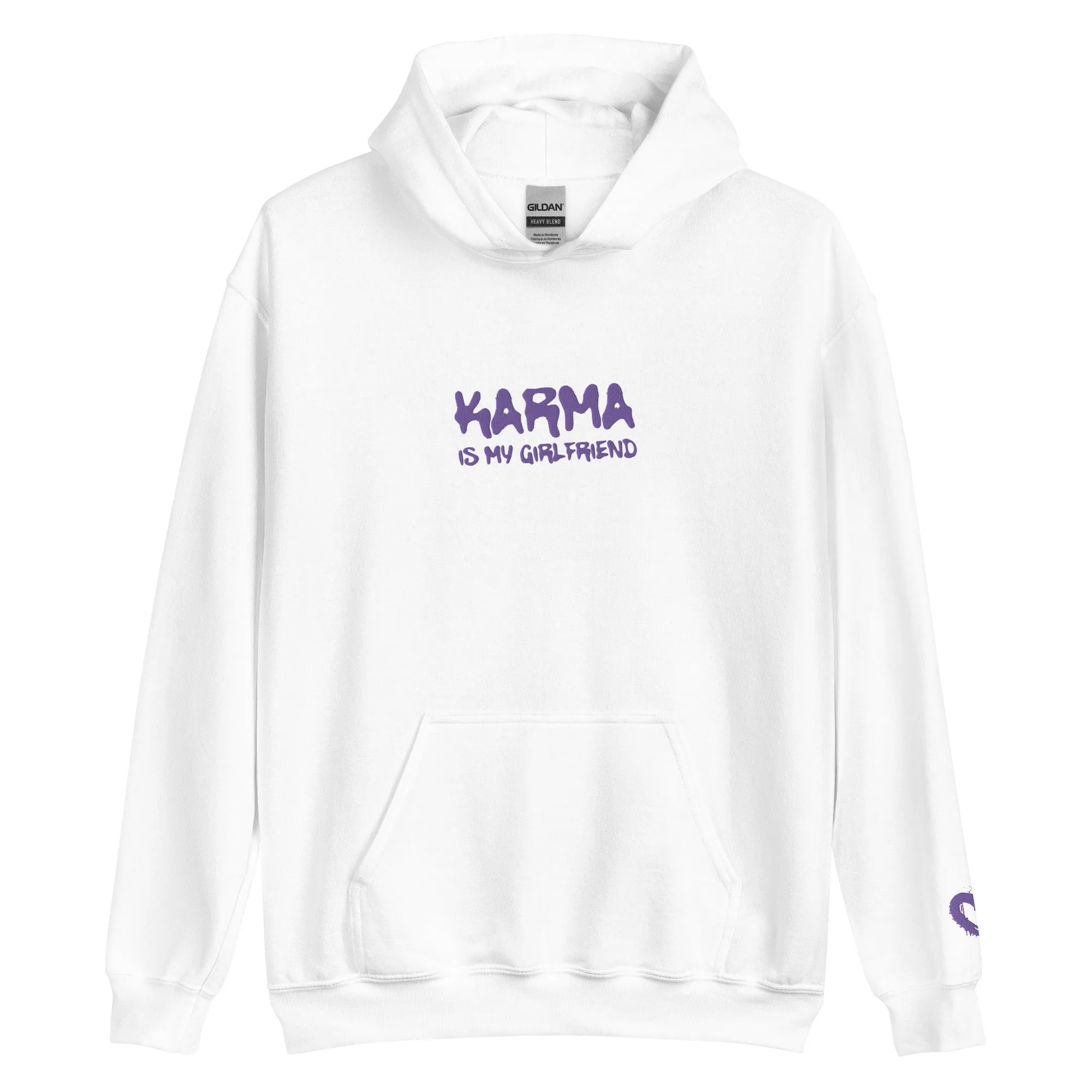 Karma Is My Girlfriend Embroidered (Heart On Sleeve) Hoodie