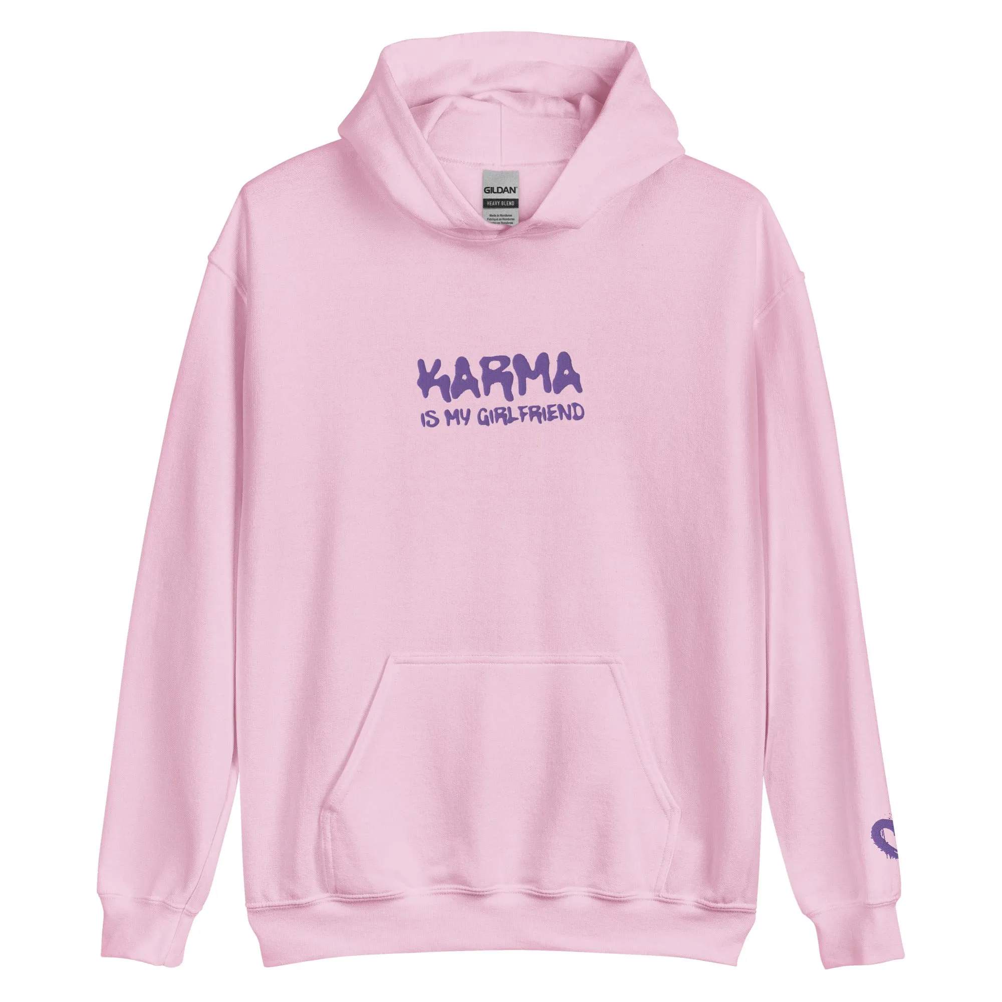 Karma Is My Girlfriend Embroidered (Heart On Sleeve) Hoodie