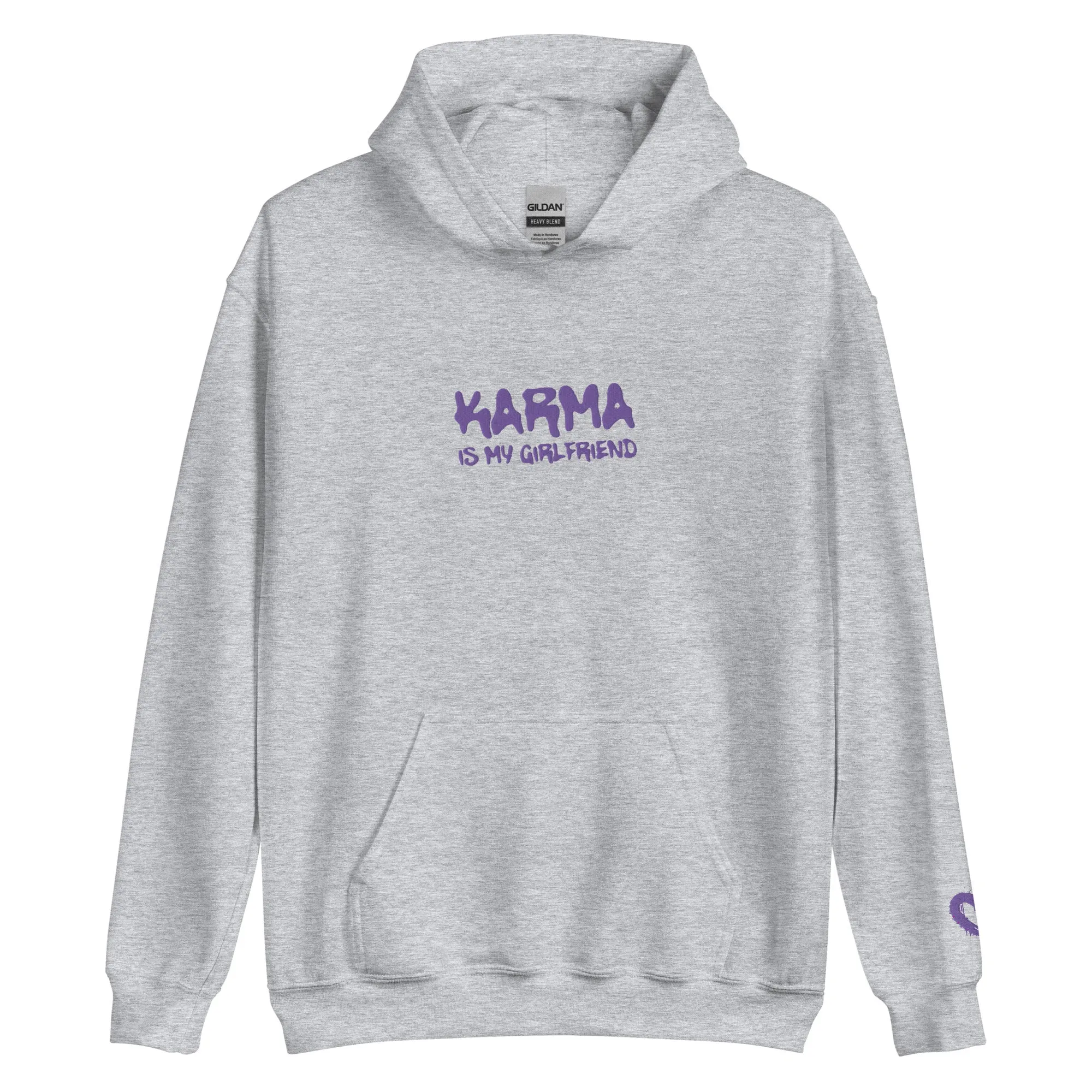 Karma Is My Girlfriend Embroidered (Heart On Sleeve) Hoodie