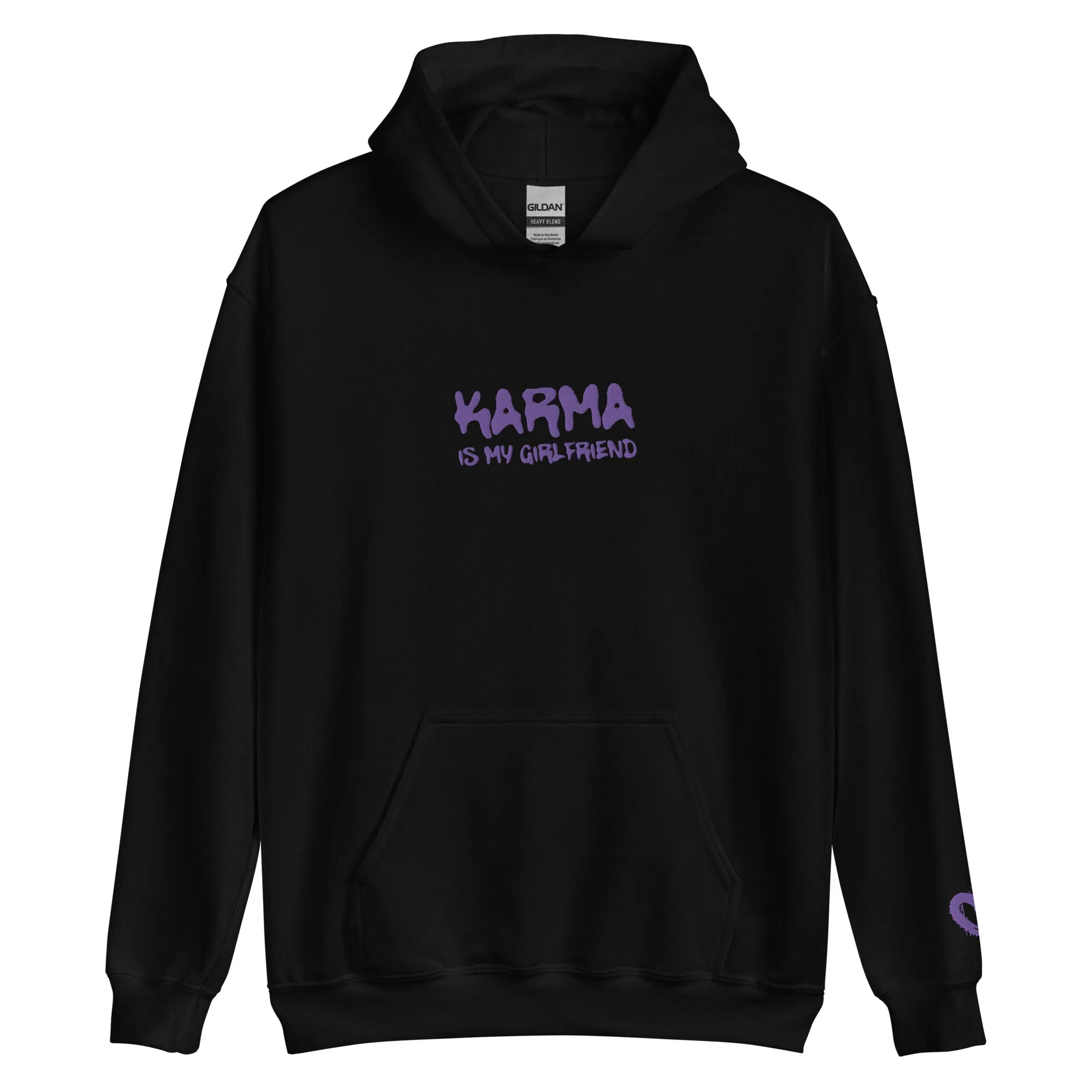 Karma Is My Girlfriend Embroidered (Heart On Sleeve) Hoodie