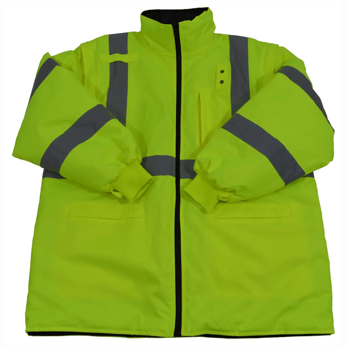 LBPJ6IN1-C3  ANSI Class 3 Lime / Black Two Tone Waterproof 6-IN-1 Jacket & Vest  (Two Class 3 Jackets In One)