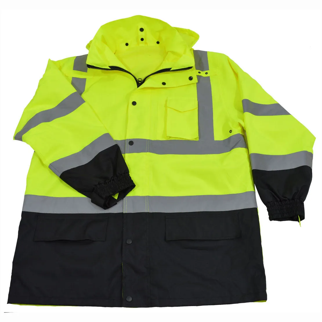 LBPJ6IN1-C3  ANSI Class 3 Lime / Black Two Tone Waterproof 6-IN-1 Jacket & Vest  (Two Class 3 Jackets In One)