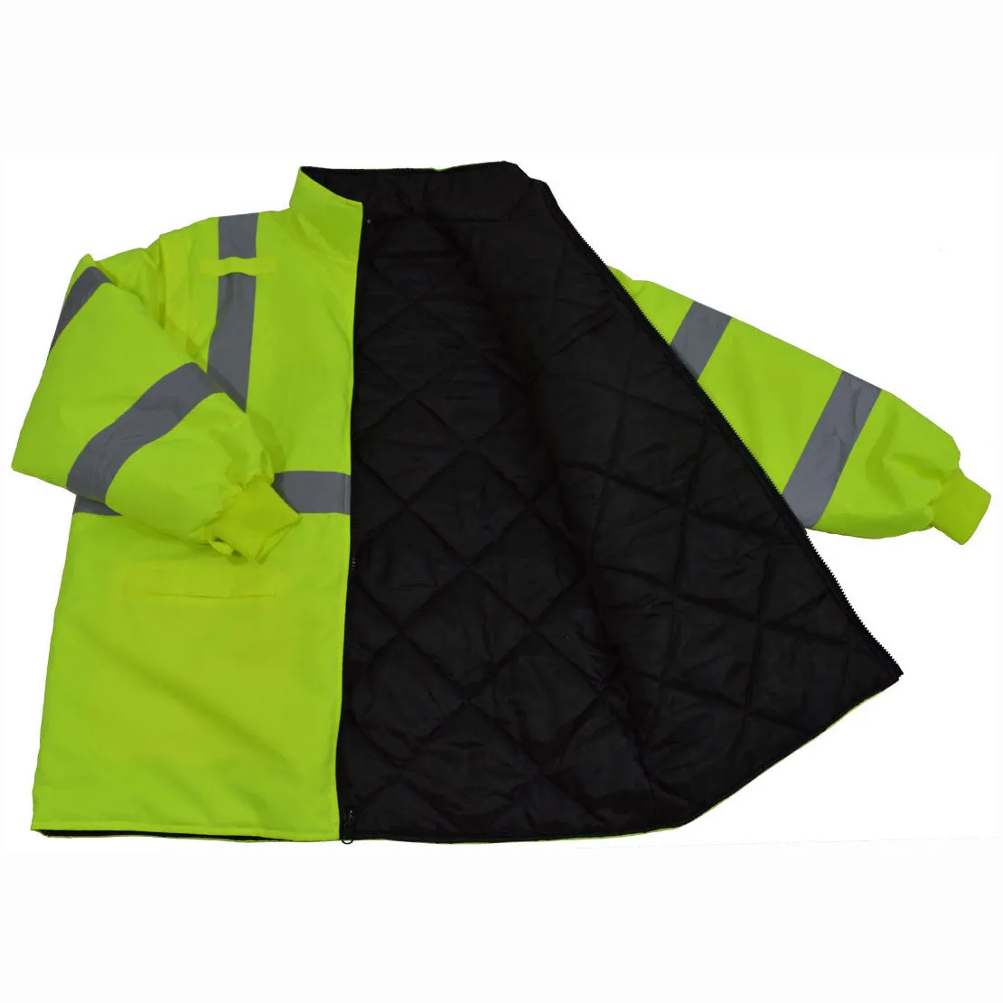 LBPJ6IN1-C3  ANSI Class 3 Lime / Black Two Tone Waterproof 6-IN-1 Jacket & Vest  (Two Class 3 Jackets In One)