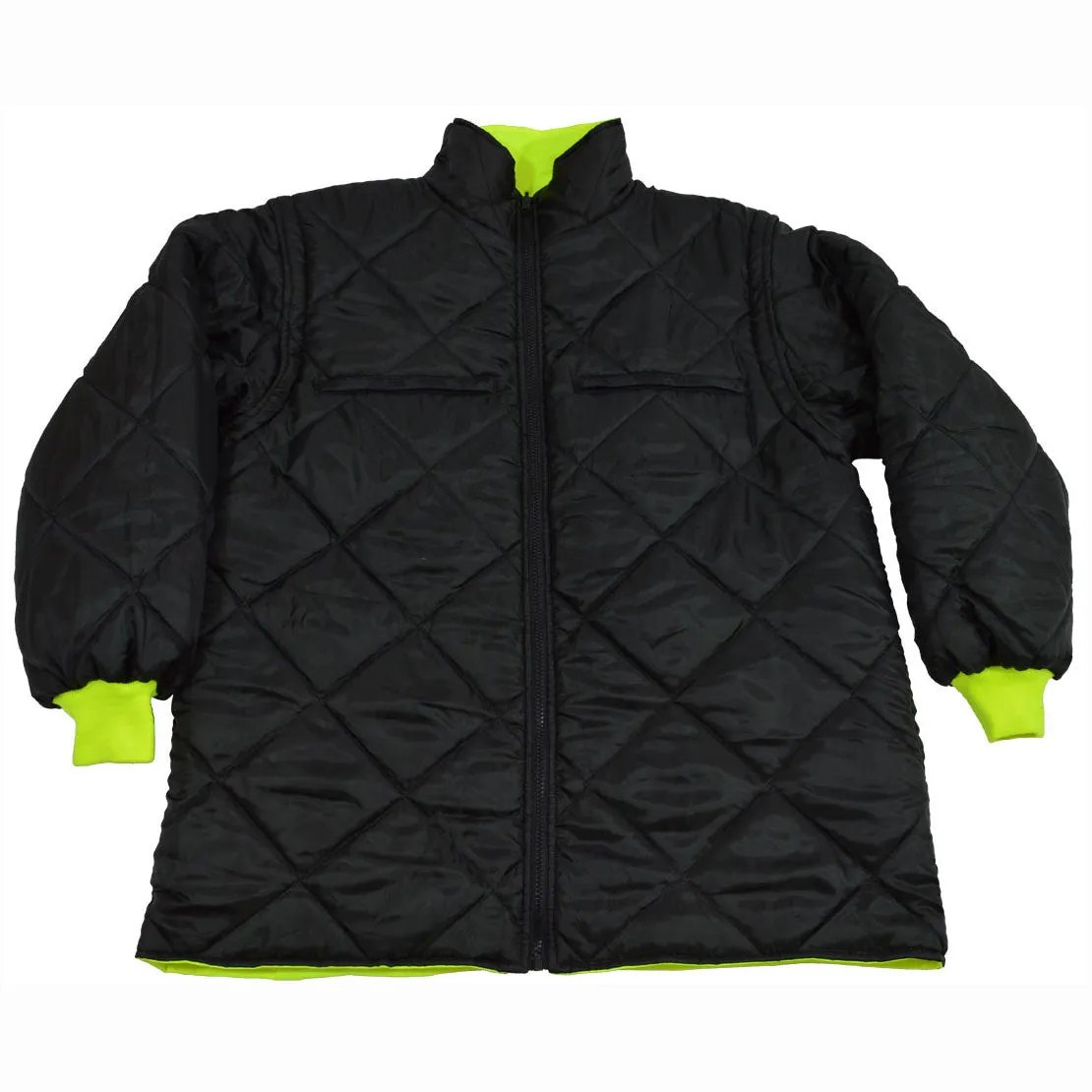 LBPJ6IN1-C3  ANSI Class 3 Lime / Black Two Tone Waterproof 6-IN-1 Jacket & Vest  (Two Class 3 Jackets In One)