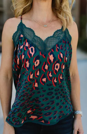 Leopard Print Lace Trim Camisole