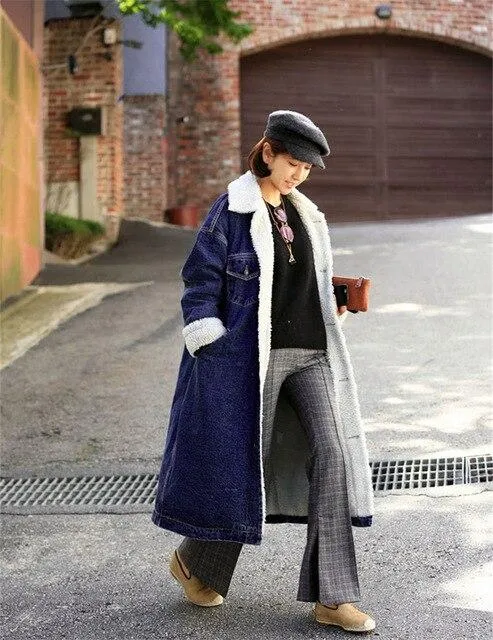 Long Denim Trench Coat