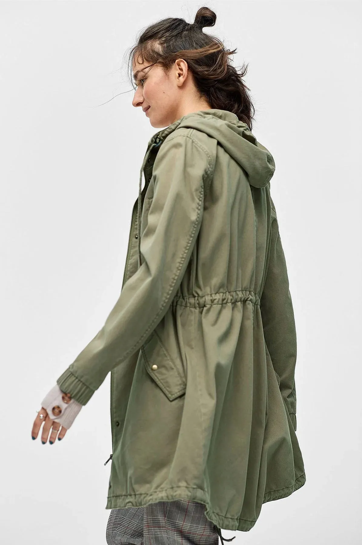 Longline Zip Front Parka Coat Jacket