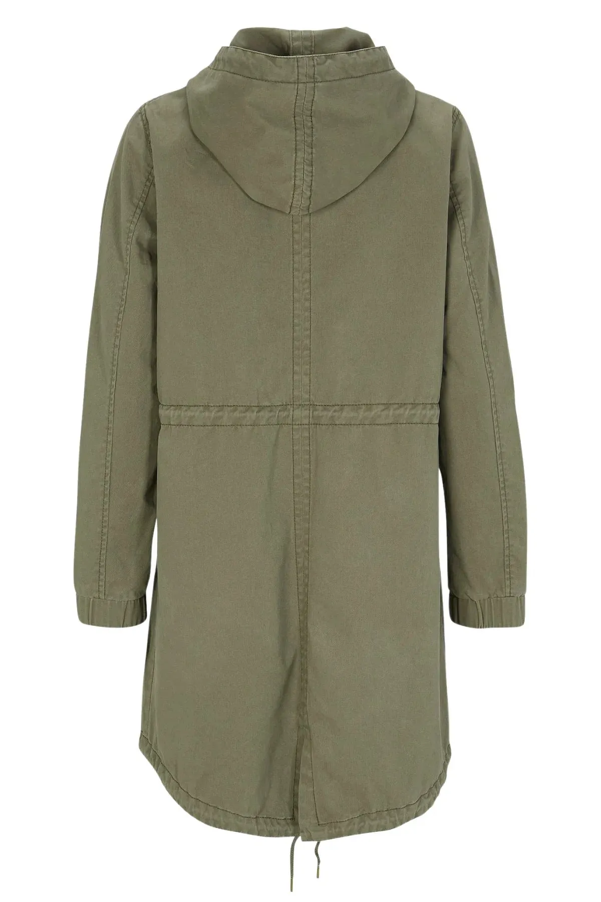 Longline Zip Front Parka Coat Jacket