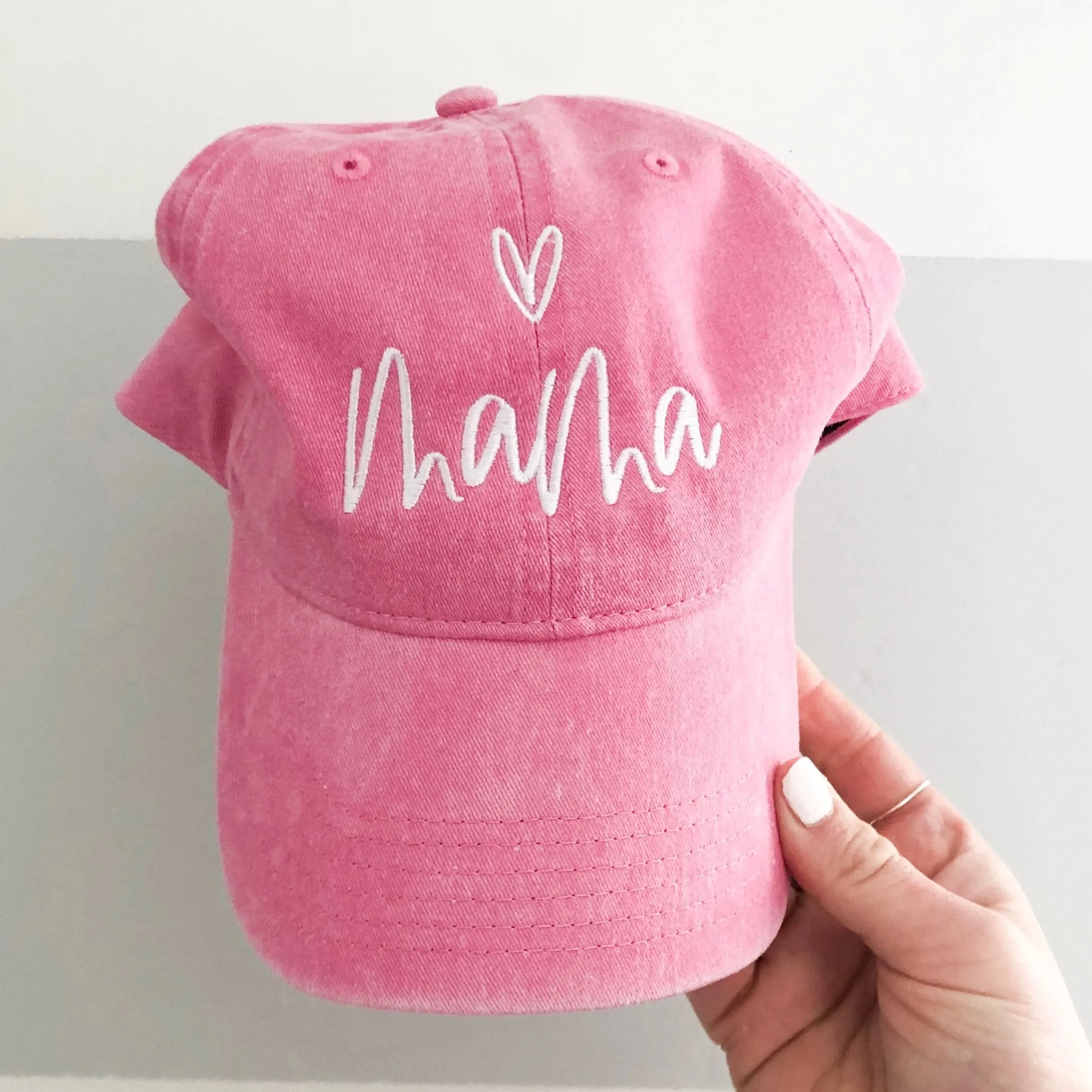 Mama (Heart Above) - Pink Baseball Cap