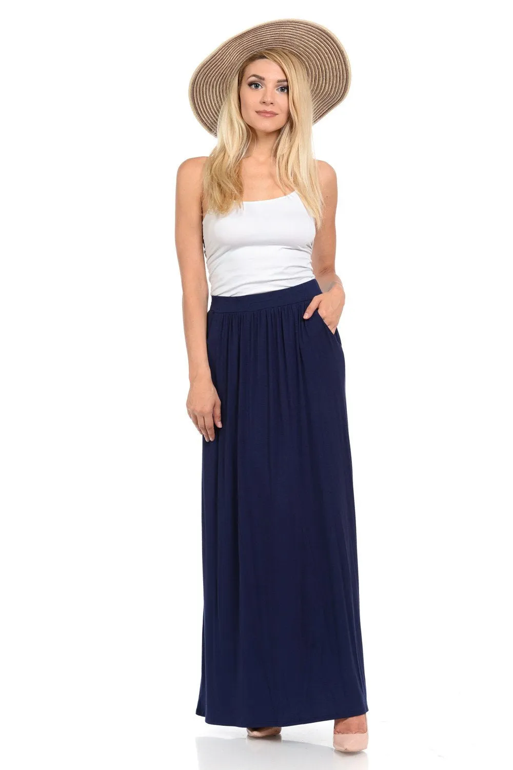 Maxi Skirt with Elastic Waistband and Pockets