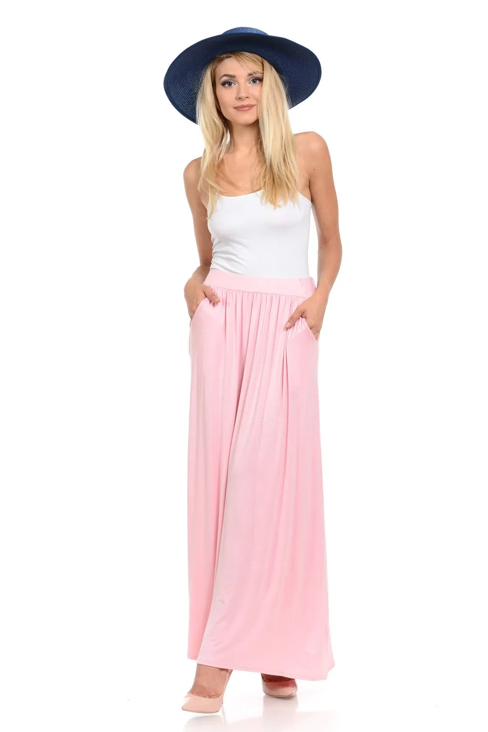 Maxi Skirt with Elastic Waistband and Pockets