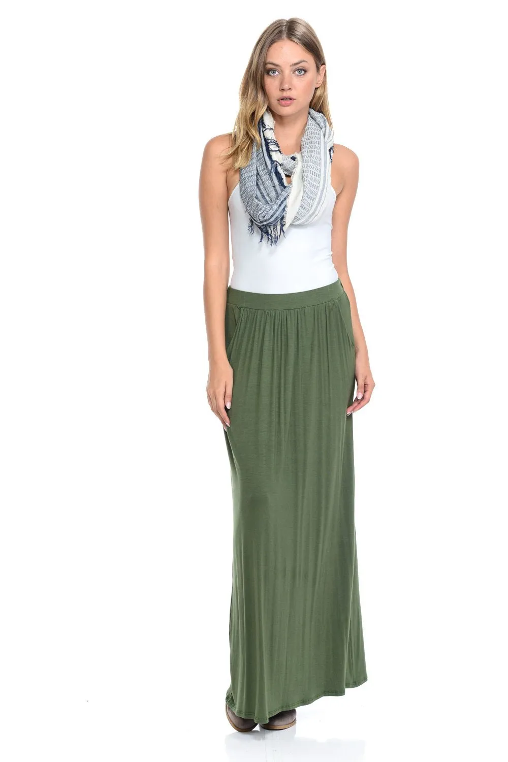 Maxi Skirt with Elastic Waistband and Pockets