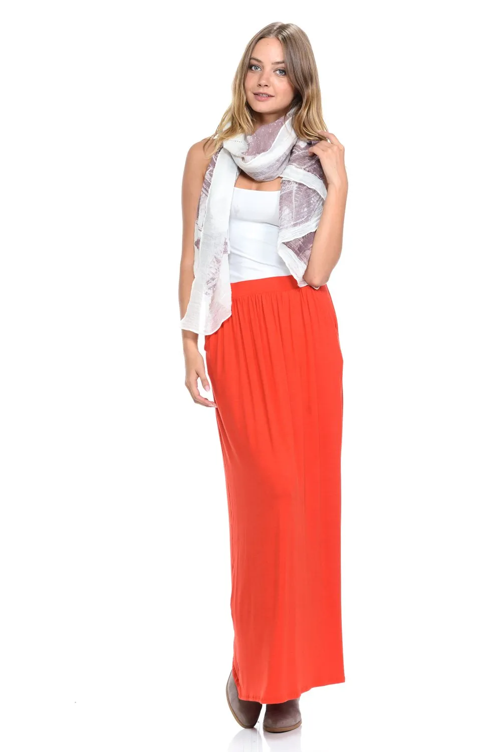 Maxi Skirt with Elastic Waistband and Pockets