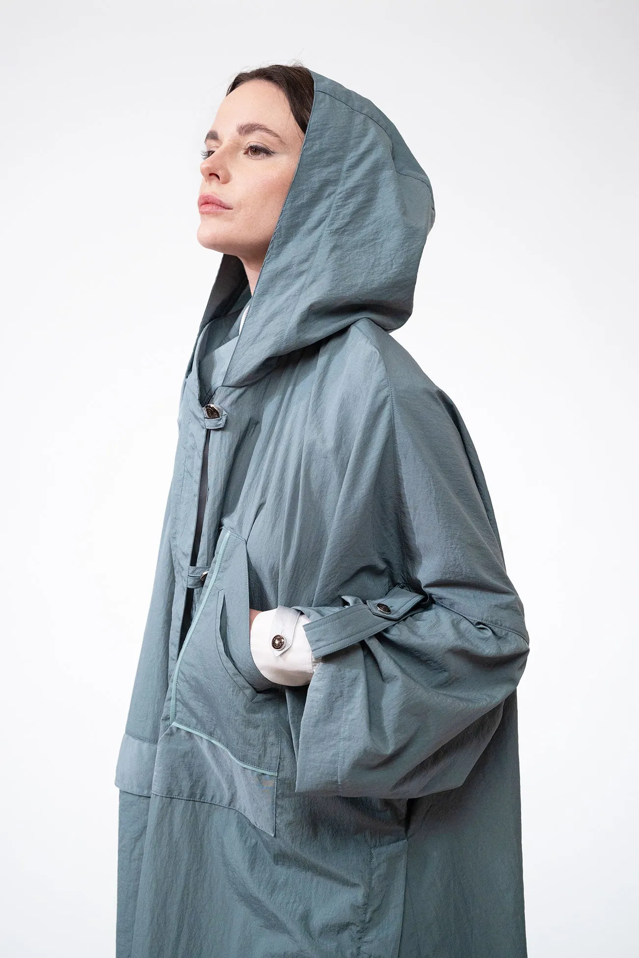 MAYA sky green - nylon unisex raincoat